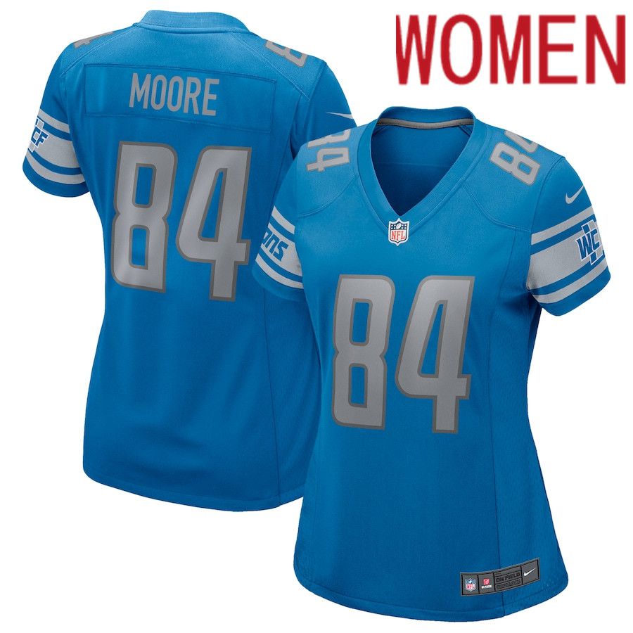 Cheap Women Detroit Lions 84 Herman Moore Nike Blue Game Retired Player NFL Jersey